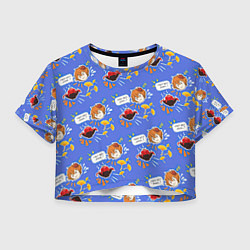 Футболка 3D укороченная женская Тарталья на обеде, цвет: 3D-принт