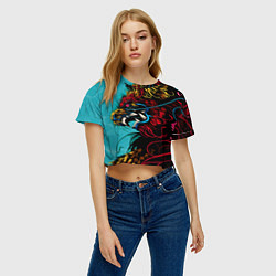 Футболка 3D укороченная женская Дракон Dragon, цвет: 3D-принт — фото 2