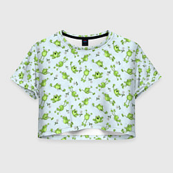 Футболка 3D укороченная женская Веселые лягушки, цвет: 3D-принт