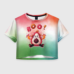 Футболка 3D укороченная женская Booo, цвет: 3D-принт