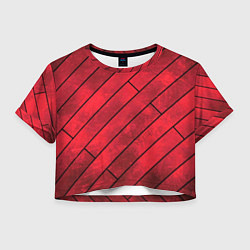 Футболка 3D укороченная женская Red Boards Texture, цвет: 3D-принт