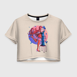 Футболка 3D укороченная женская Ameri and Iruma, цвет: 3D-принт