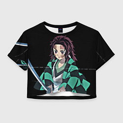 Футболка 3D укороченная женская Клинок, рассекающий демонов, цвет: 3D-принт