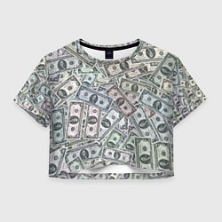 Футболка 3D укороченная женская МИЛЛИОНЕР, цвет: 3D-принт