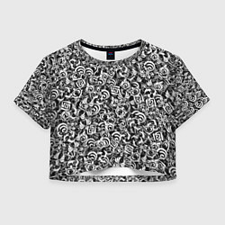 Футболка 3D укороченная женская Genshin impact elements, цвет: 3D-принт