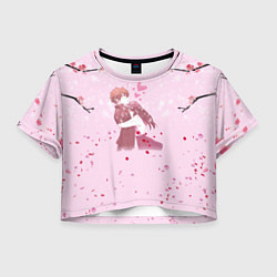 Футболка 3D укороченная женская Аниме Объятия Любовь Пара, цвет: 3D-принт