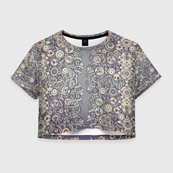 Футболка 3D укороченная женская Психоделика киберпанк, цвет: 3D-принт