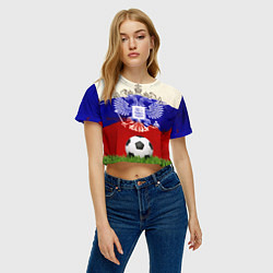 Футболка 3D укороченная женская Российский футбол, цвет: 3D-принт — фото 2