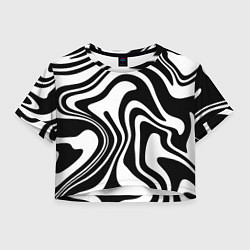 Футболка 3D укороченная женская Черно-белые полосы Black and white stripes, цвет: 3D-принт