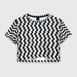 Футболка 3D укороченная женская Шахматная Иллюзия Искажения, цвет: 3D-принт