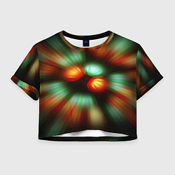 Футболка 3D укороченная женская Вспышка света в виде ярких линий, цвет: 3D-принт