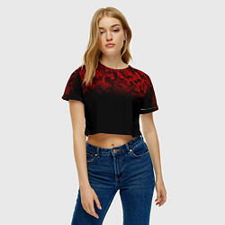 Футболка 3D укороченная женская BLACK RED CAMO RED MILLITARY, цвет: 3D-принт — фото 2