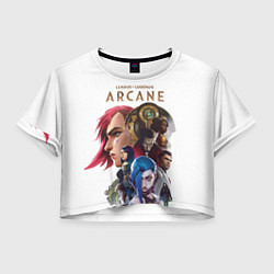 Футболка 3D укороченная женская Аркейн Вай,Паудер и др, цвет: 3D-принт