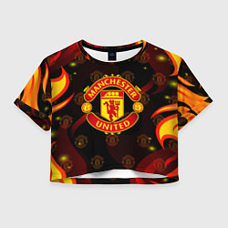 Футболка 3D укороченная женская MANCHESTER UNITED FIRE STYLE SPORT ПЛАМЯ, цвет: 3D-принт