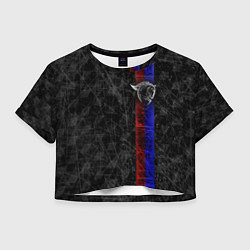 Футболка 3D укороченная женская ЦСКА Москва black theme, цвет: 3D-принт