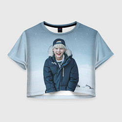 Футболка 3D укороченная женская MIN YOONGI BTS WINTER, цвет: 3D-принт