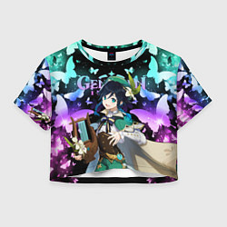 Женский топ VENTI GENSHIN IMPACT BUTTERFLY, НЕОНОВЫЕ БАБОЧКИ