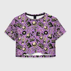 Футболка 3D укороченная женская Rock n Roll alive!, цвет: 3D-принт