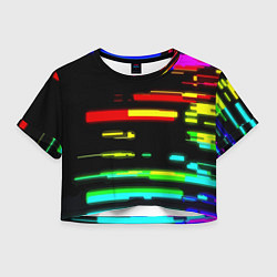 Футболка 3D укороченная женская Color fashion glitch, цвет: 3D-принт