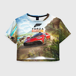 Футболка 3D укороченная женская Forza Horizon 5 AMG, цвет: 3D-принт