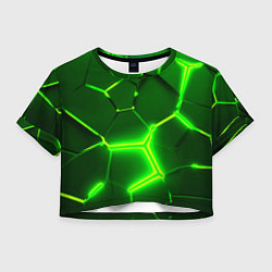 Женский топ 3D ПЛИТЫ НЕОН NEON GREEN HEXAGON РАЗЛОМ