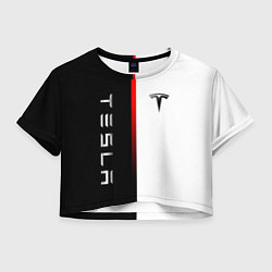 Футболка 3D укороченная женская ТЕСЛА -TESLA КРАСНАЯ ЛИНИЯ МИНИМАЛИЗМ, цвет: 3D-принт