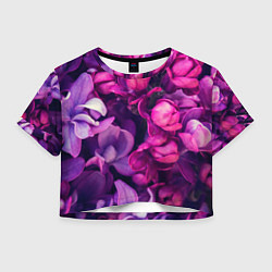 Футболка 3D укороченная женская Flowers fresh, цвет: 3D-принт