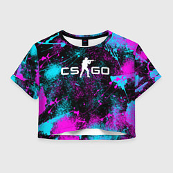 Футболка 3D укороченная женская КС ГО НЕОН CS GO NEON, цвет: 3D-принт
