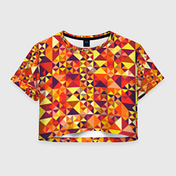 Футболка 3D укороченная женская Камуфляж спортивный Призма - закат, цвет: 3D-принт