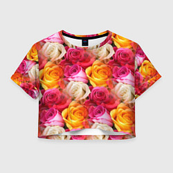 Женский топ Красные, желтые и белые розы
