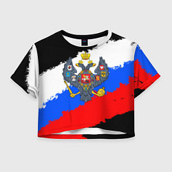 Футболка 3D укороченная женская Россия - имперский герб, цвет: 3D-принт