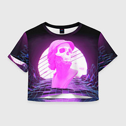 Футболка 3D укороченная женская Vaporwave Skull Психоделика, цвет: 3D-принт