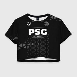 Футболка 3D укороченная женская PSG Champions Uniform, цвет: 3D-принт