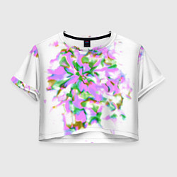 Футболка 3D укороченная женская Разноцветный взрыв, цвет: 3D-принт
