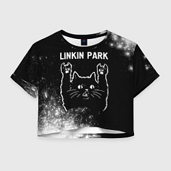 Футболка 3D укороченная женская Группа Linkin Park и Рок Кот, цвет: 3D-принт