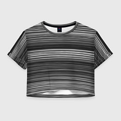 Футболка 3D укороченная женская Black and white thin stripes Тонкие полосы, цвет: 3D-принт