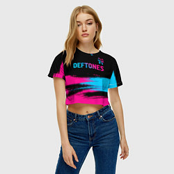 Футболка 3D укороченная женская Deftones Neon Gradient, цвет: 3D-принт — фото 2