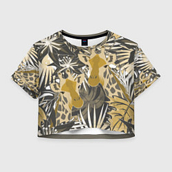 Футболка 3D укороченная женская Жирафы в тропиках, цвет: 3D-принт