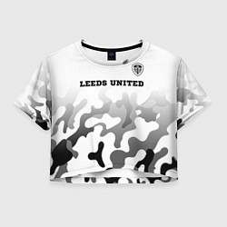 Футболка 3D укороченная женская Leeds United sport на светлом фоне: символ сверху, цвет: 3D-принт
