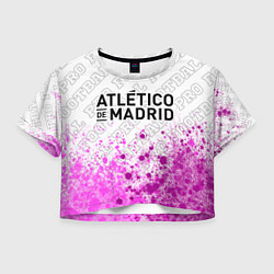 Футболка 3D укороченная женская Atletico Madrid pro football: символ сверху, цвет: 3D-принт