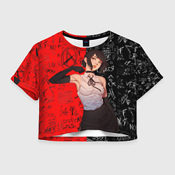 Футболка 3D укороченная женская Резе - человек бензопила, цвет: 3D-принт