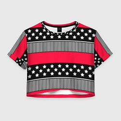 Женский топ Red and black pattern with stripes and stars