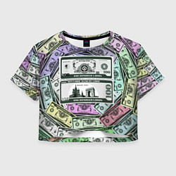 Футболка 3D укороченная женская 100 LOOKS FULL, цвет: 3D-принт