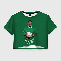 Футболка 3D укороченная женская Пеле PELE легенда футбола, цвет: 3D-принт