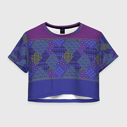 Женский топ Combined burgundy-blue pattern with patchwork