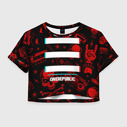 Футболка 3D укороченная женская OneRepublic rock glitch, цвет: 3D-принт