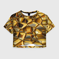 Футболка 3D укороченная женская Золотые камни, цвет: 3D-принт
