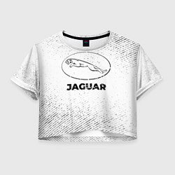 Футболка 3D укороченная женская Jaguar с потертостями на светлом фоне, цвет: 3D-принт