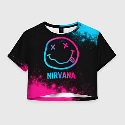 Футболка 3D укороченная женская Nirvana - neon gradient, цвет: 3D-принт