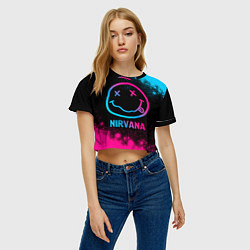 Футболка 3D укороченная женская Nirvana - neon gradient, цвет: 3D-принт — фото 2